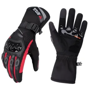 1-Pair MOTOLSG Motorcycle Riding Waterproof Winter Warm Gloves, Size:XXL(Black Red)