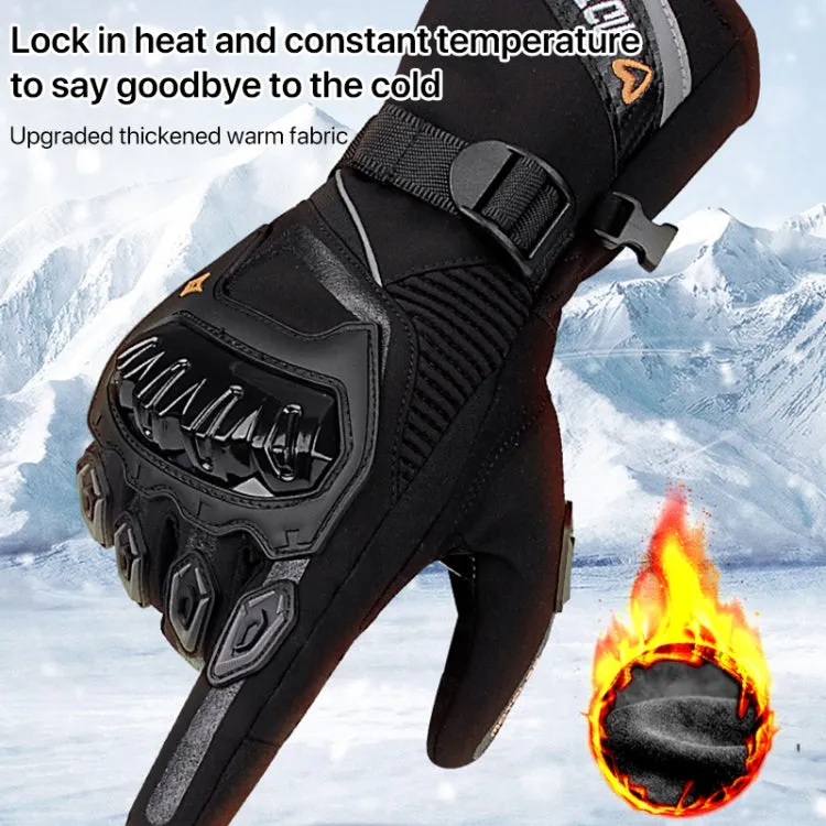 1-Pair MOTOLSG Motorcycle Riding Waterproof Winter Warm Gloves, Size:XXL(Black Red)