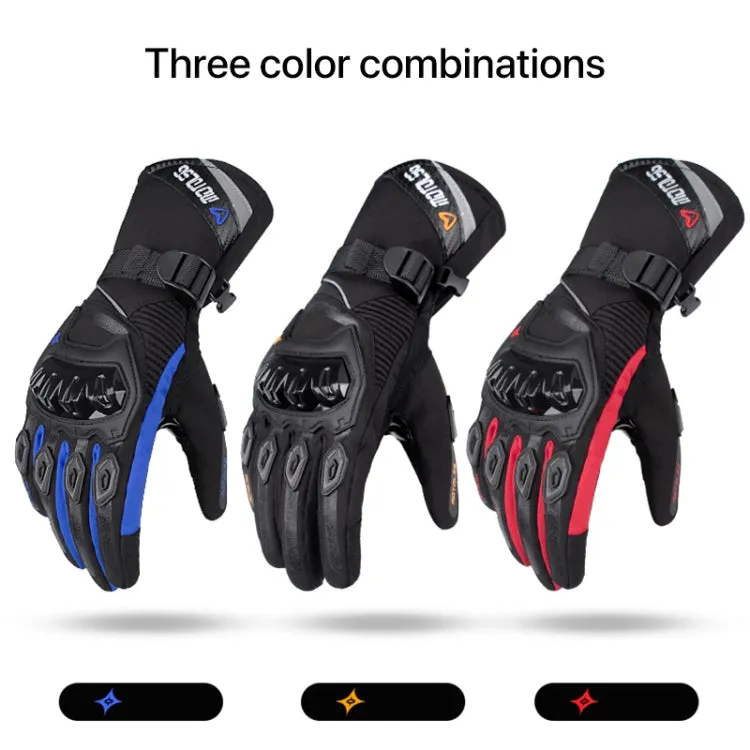 1-Pair MOTOLSG Motorcycle Riding Waterproof Winter Warm Gloves, Size:XXL(Black Red)