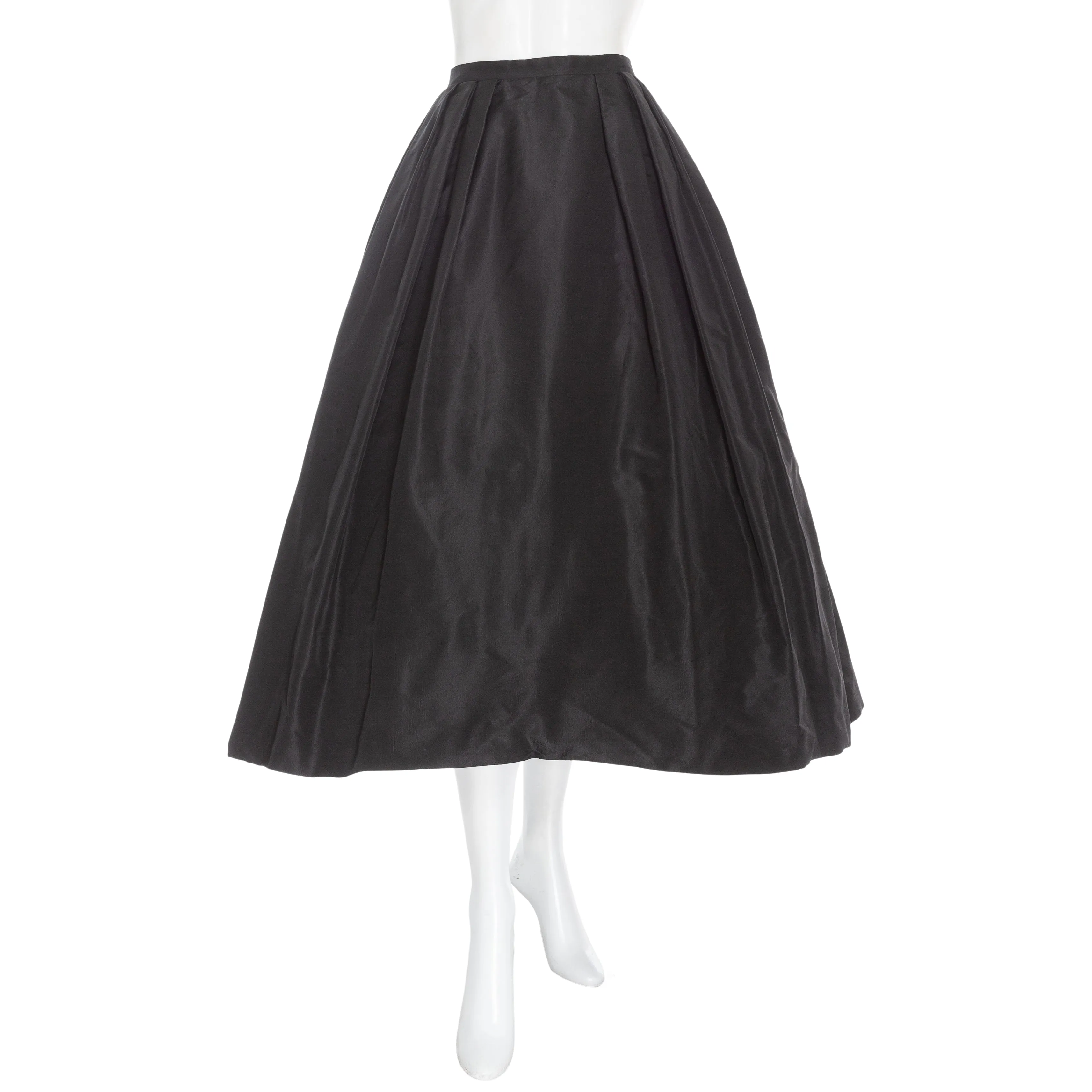 1950s Black Silk Two-Piece Top and Skirt Dress Set