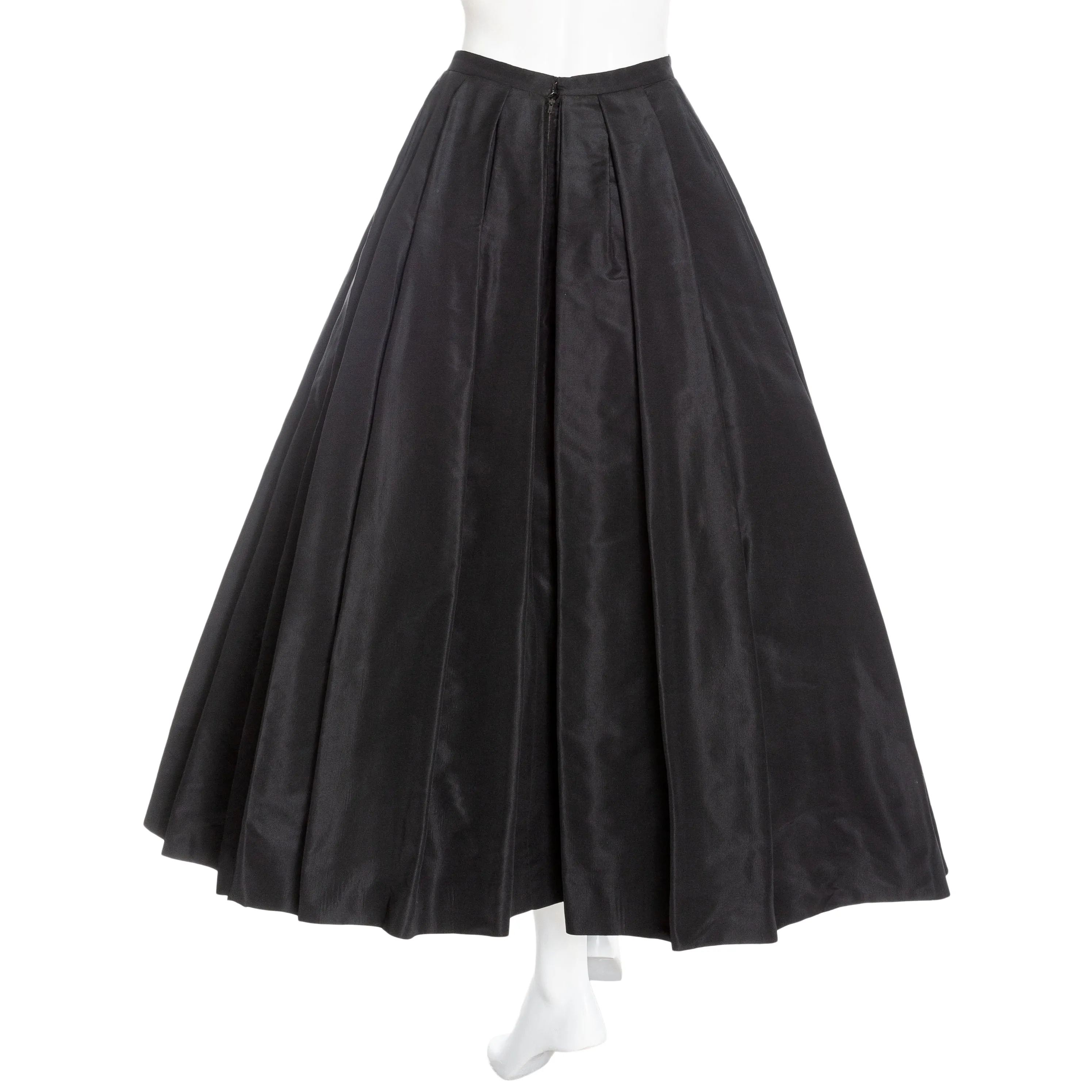 1950s Black Silk Two-Piece Top and Skirt Dress Set