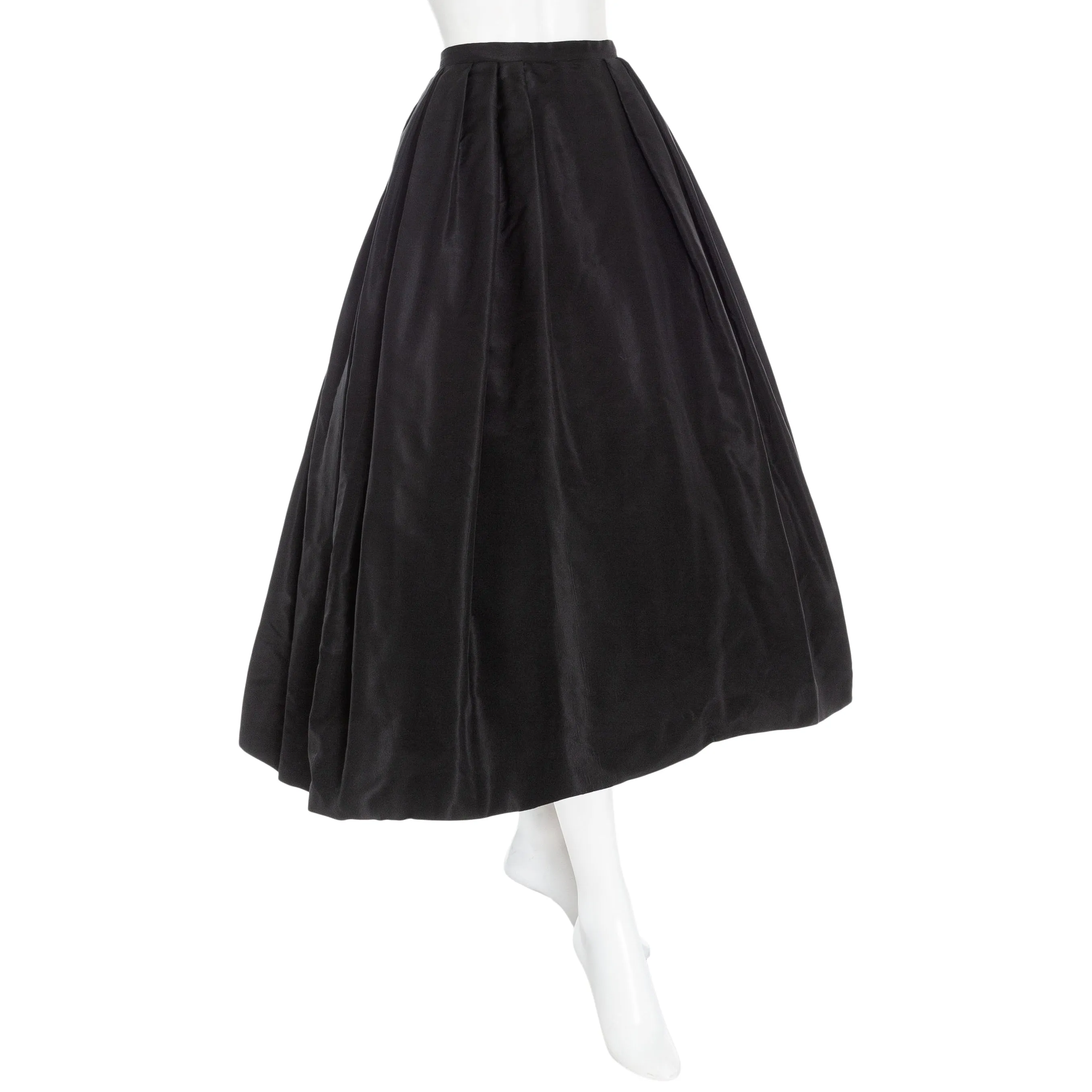 1950s Black Silk Two-Piece Top and Skirt Dress Set