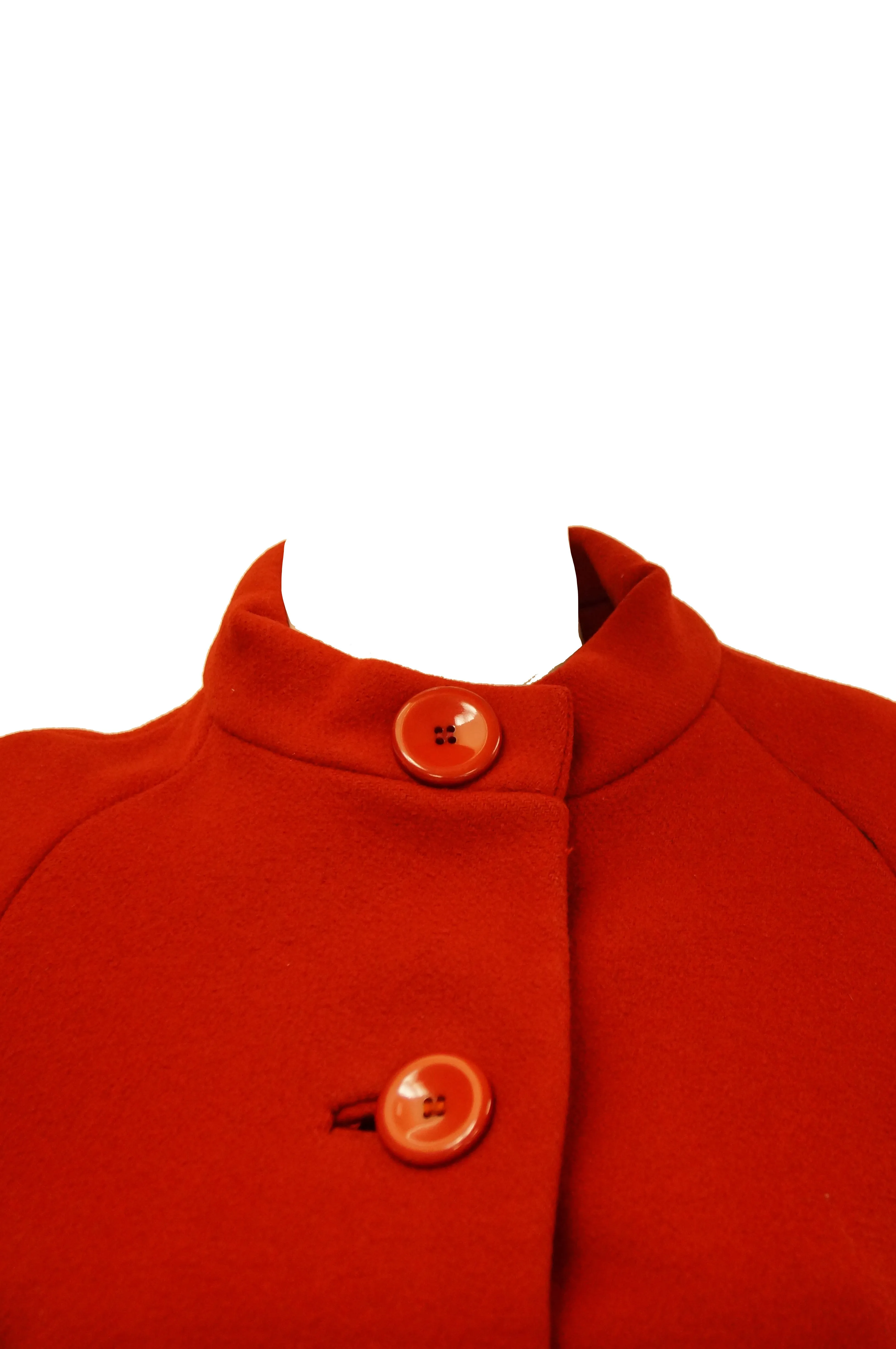 1960s Rodrigues Poppy Red Wool Mod Coat