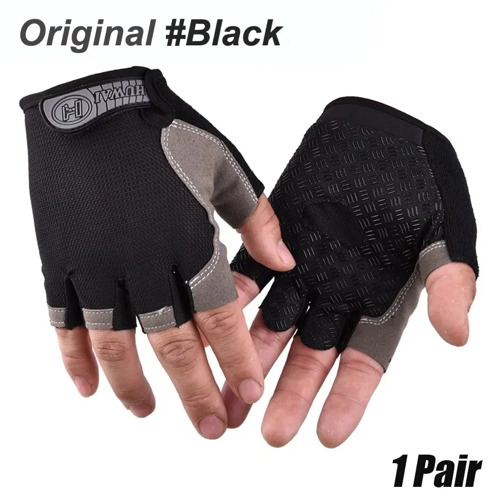 1Pair Cycling Gloves for Men & Women, Anti Slip Shock Absorbing Biking Gloves Half Finger Gel Pad Breathable Bike Bicycle Gloves