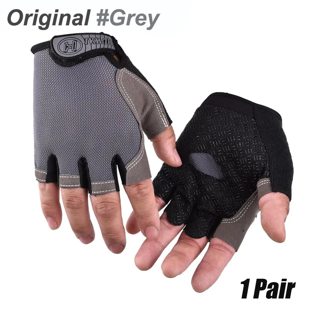 1Pair Cycling Gloves for Men & Women, Anti Slip Shock Absorbing Biking Gloves Half Finger Gel Pad Breathable Bike Bicycle Gloves