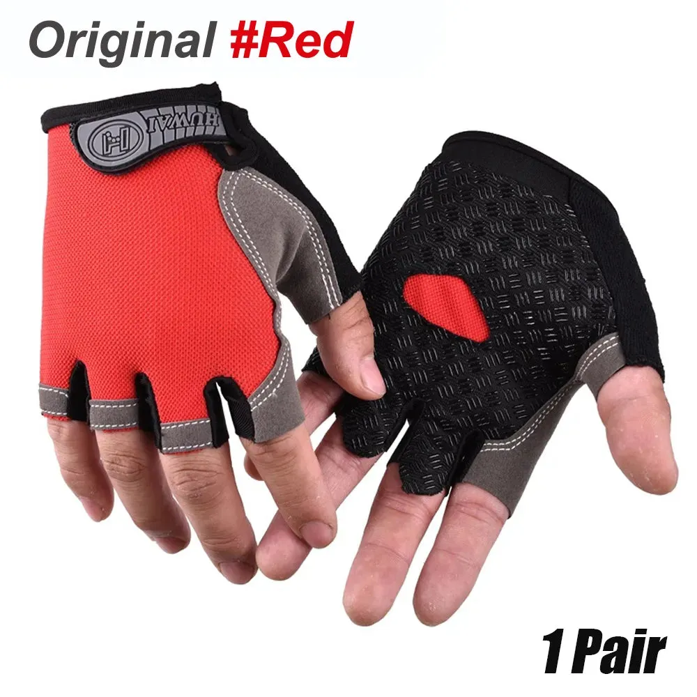 1Pair Cycling Gloves for Men & Women, Anti Slip Shock Absorbing Biking Gloves Half Finger Gel Pad Breathable Bike Bicycle Gloves