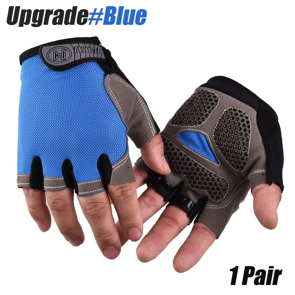 1Pair Cycling Gloves for Men & Women, Anti Slip Shock Absorbing Biking Gloves Half Finger Gel Pad Breathable Bike Bicycle Gloves