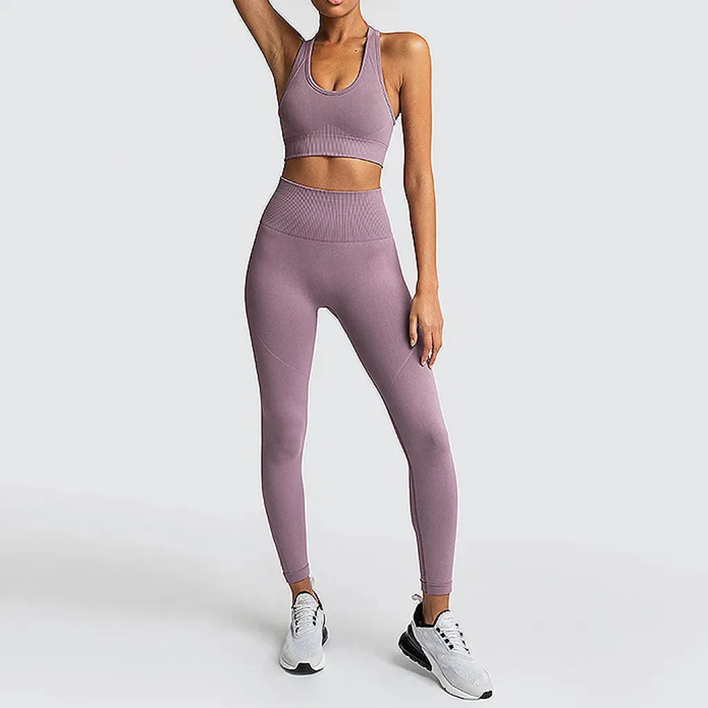 2024 Hot Women's Seamless Yoga Suit Sportswear Fitness Suit Sports Bra Leggings 2 Piece Sets Gym Clothes Costume For Yoga Female