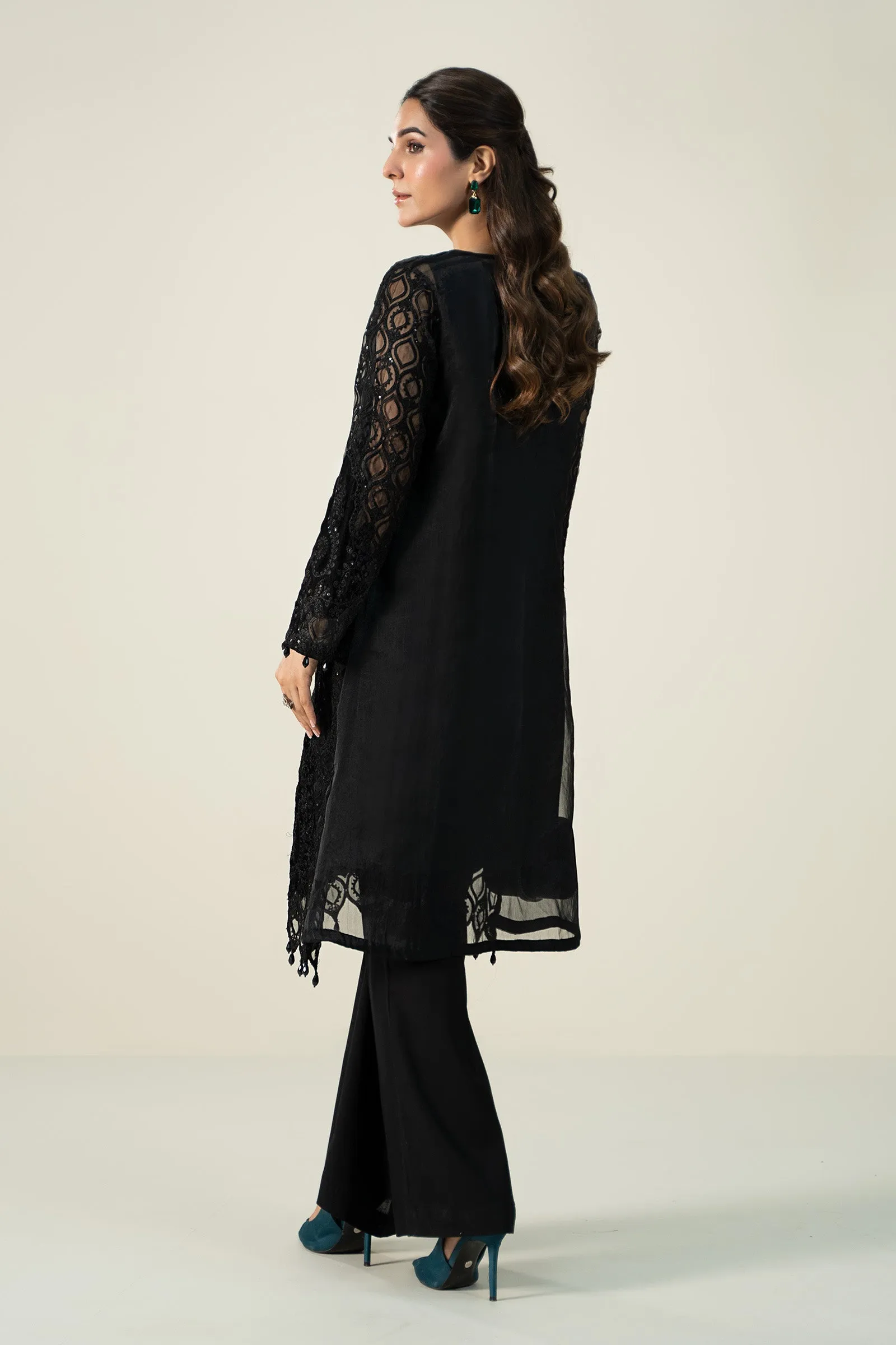 3 Piece Embroidered Organza Suit | DW-W24-156