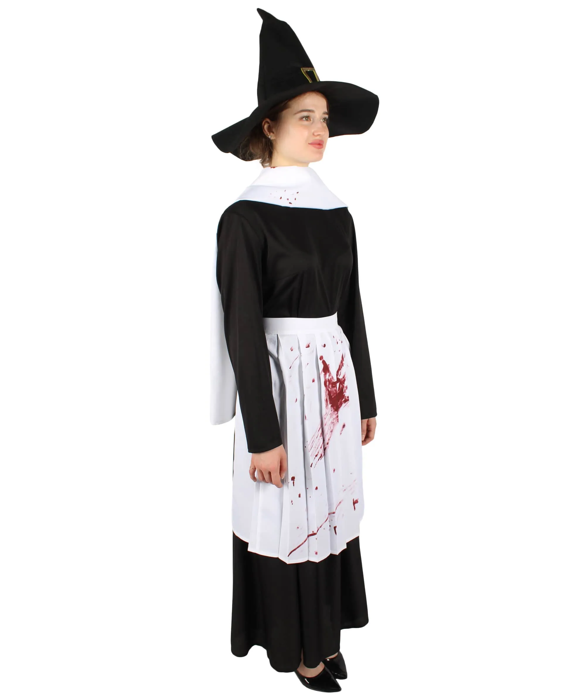 Adult Women’s Classic Black & White Salem Witch Costume Set | Multiple Size Options