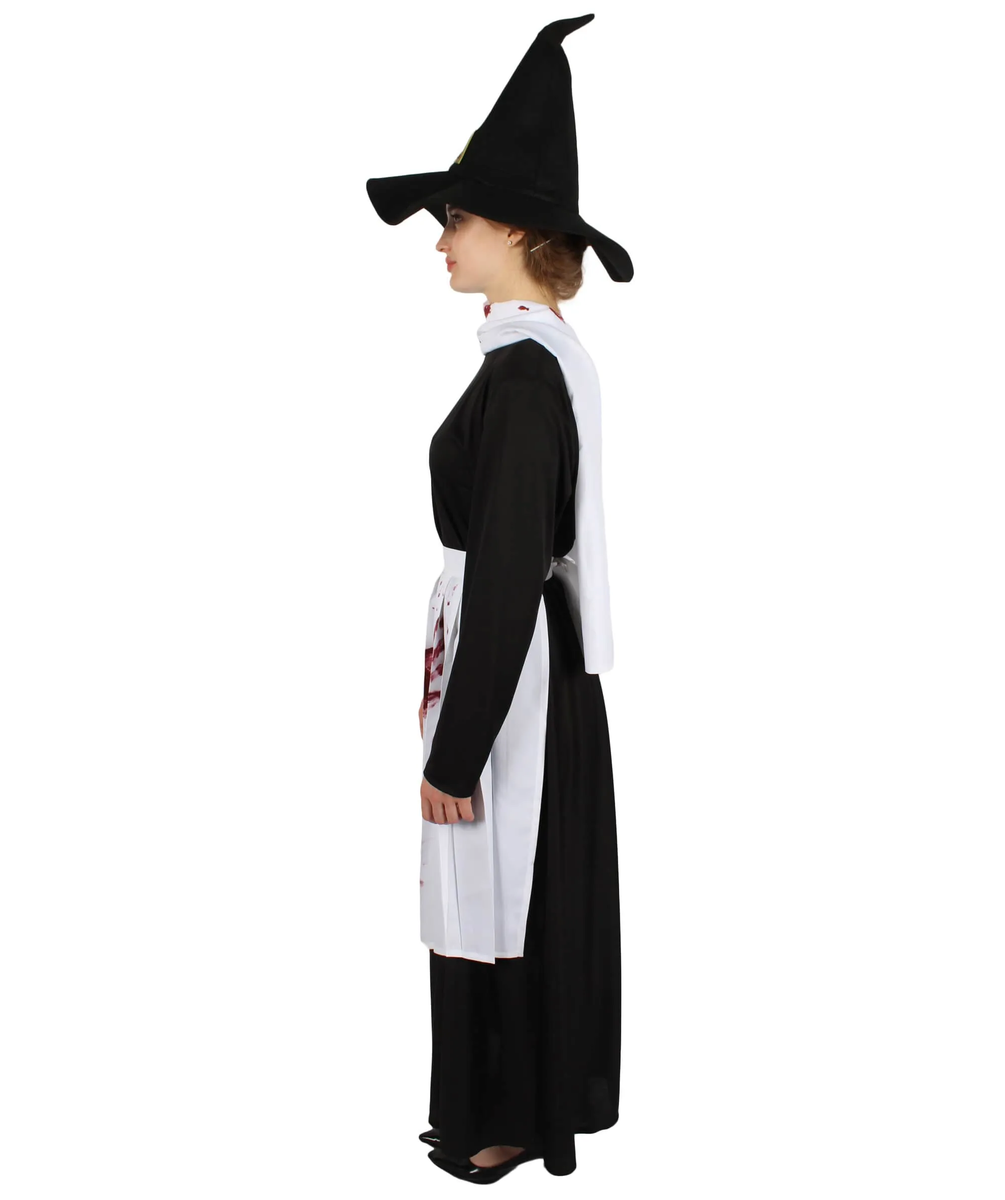 Adult Women’s Classic Black & White Salem Witch Costume Set | Multiple Size Options