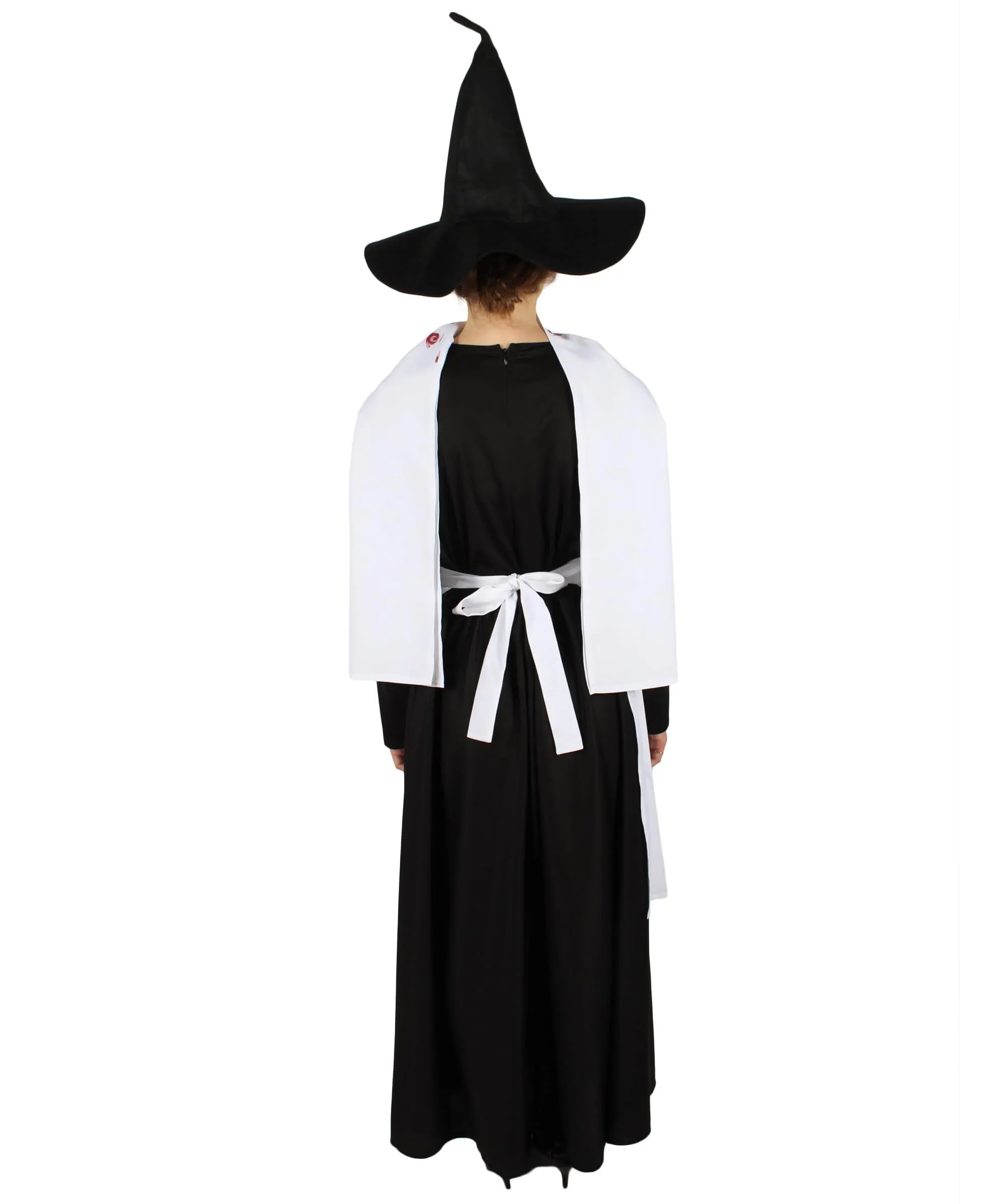 Adult Women’s Classic Black & White Salem Witch Costume Set | Multiple Size Options