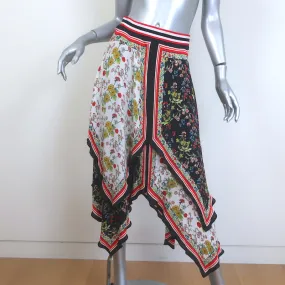 Alice   Olivia Maura Tiered Handkerchief Hem Scarf Print Midi Skirt Size 4