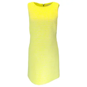 Alice   Olivia Neon Yellow Clyde Sequin Embellished Boucle Tweed Mini Dress