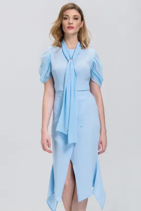 Baby Blue Sheer sleeve Mermaid Midi Dress