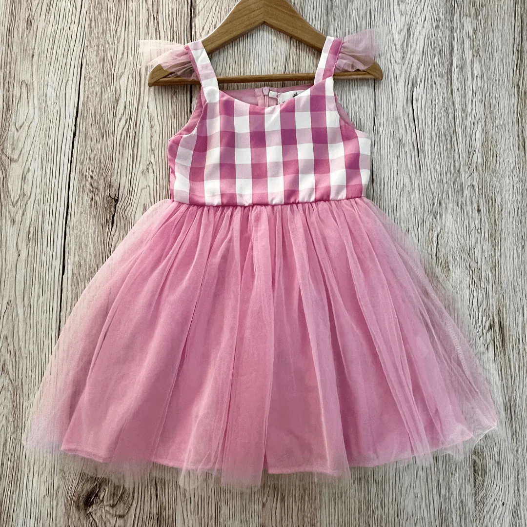 Barbie Pink Checkered Dress