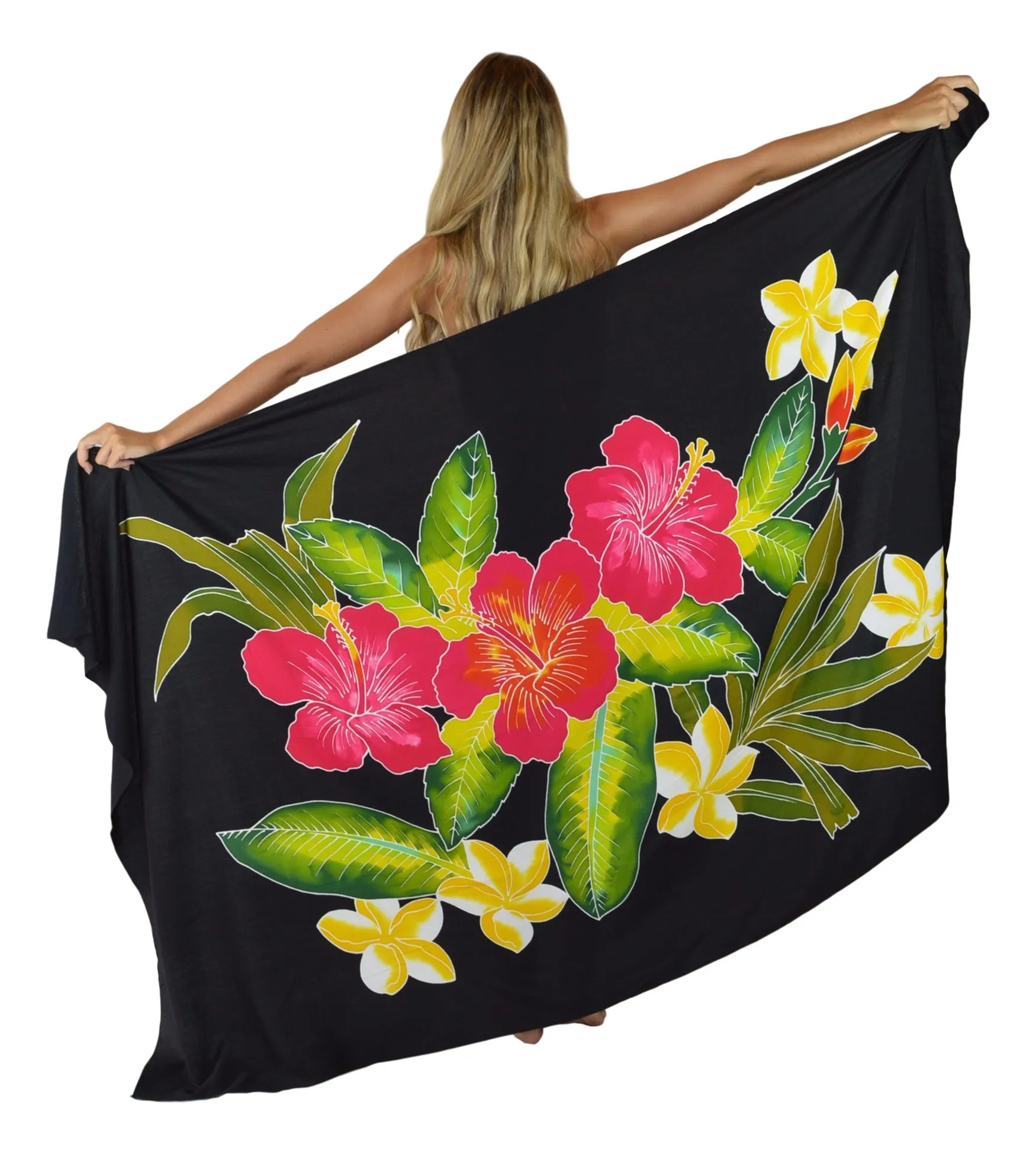 Batik Sarong | Handpainted | Hibiscus Black | Pareo