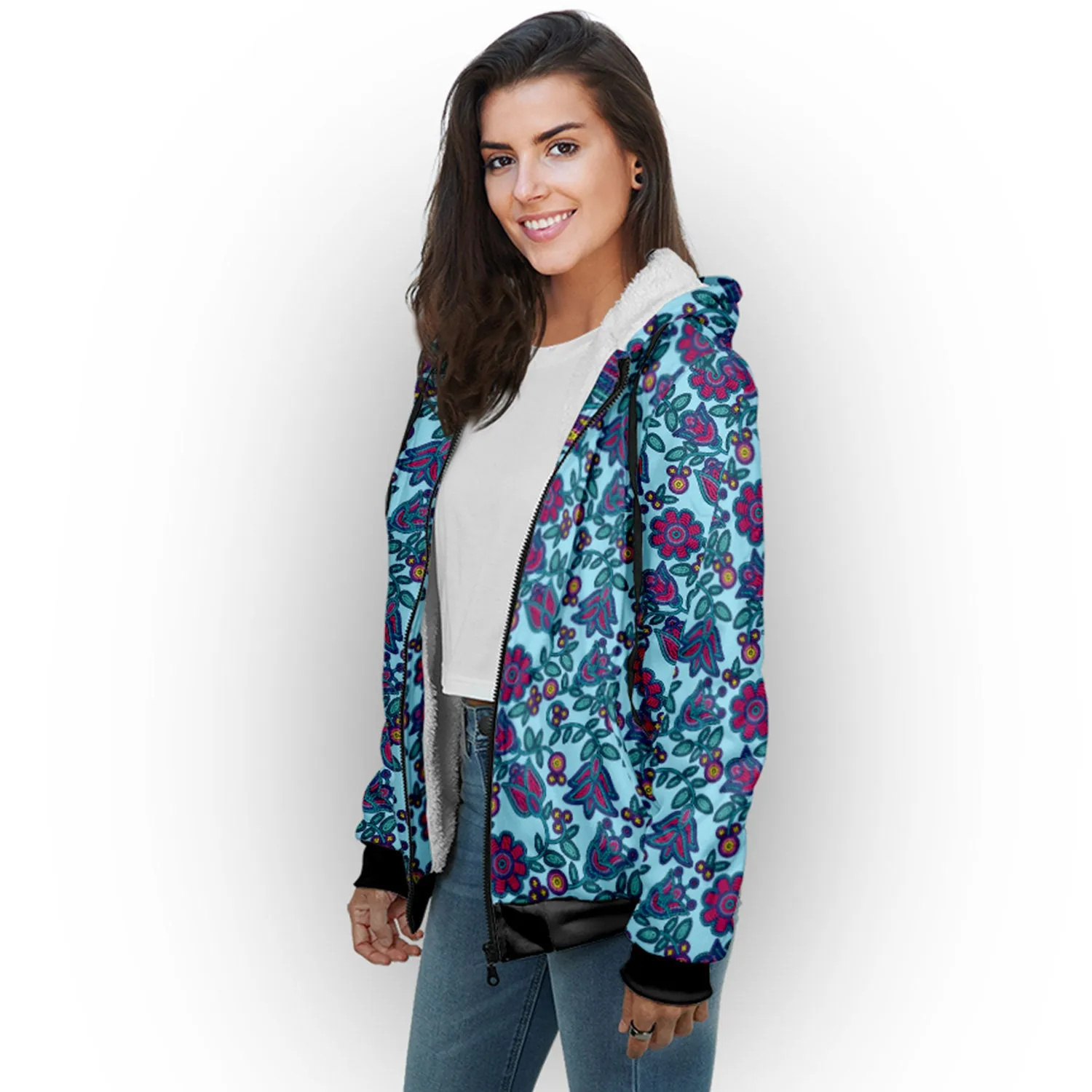 Beaded Nouveau Marine Sherpa Hoodie