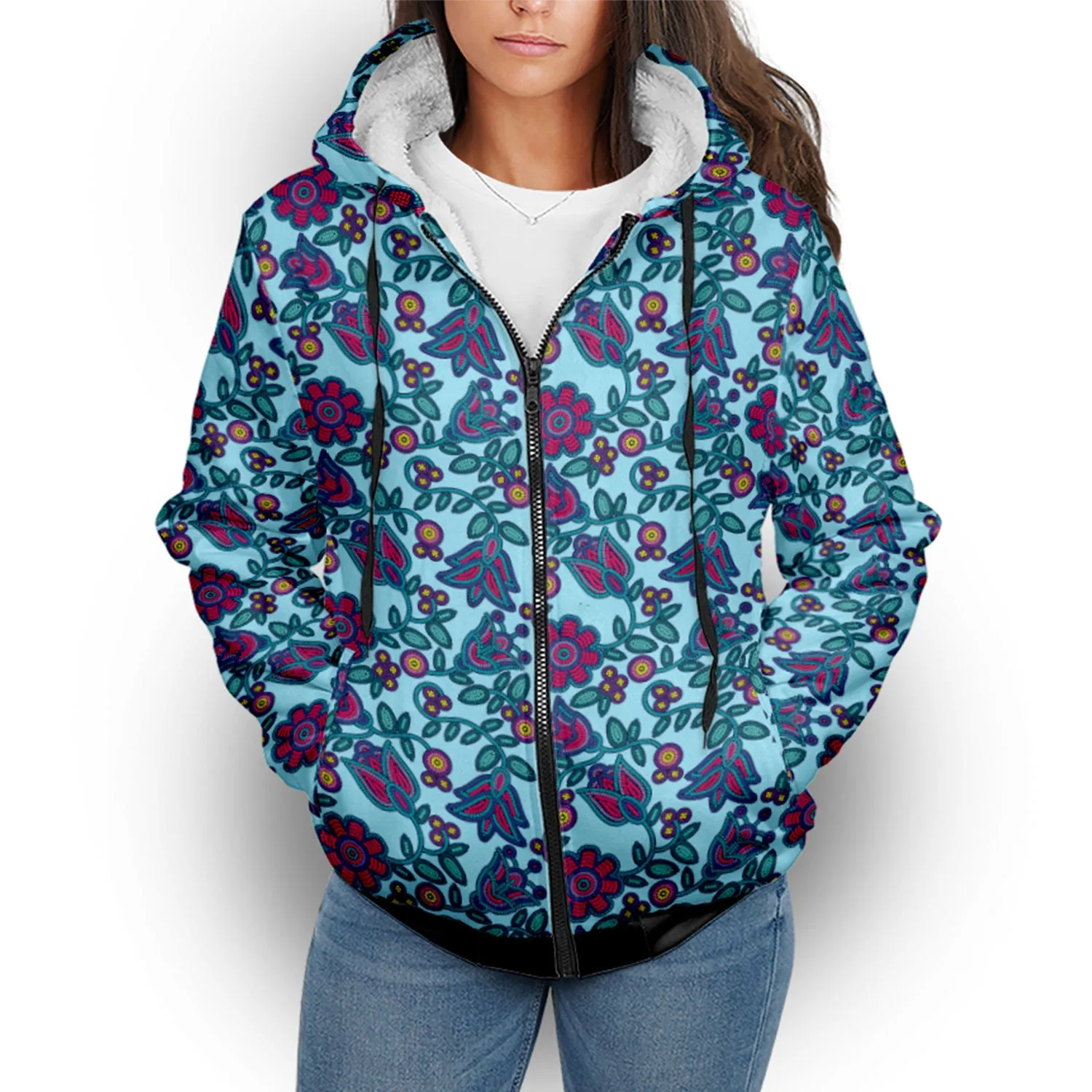 Beaded Nouveau Marine Sherpa Hoodie