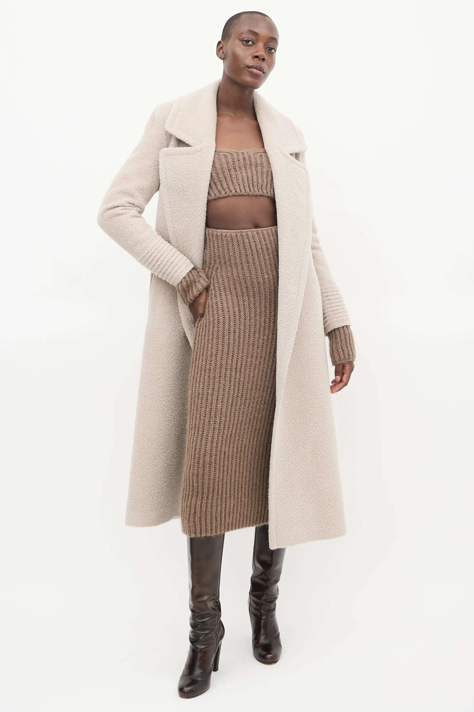 Beige Wool Wrap Coat