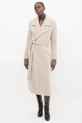 Beige Wool Wrap Coat