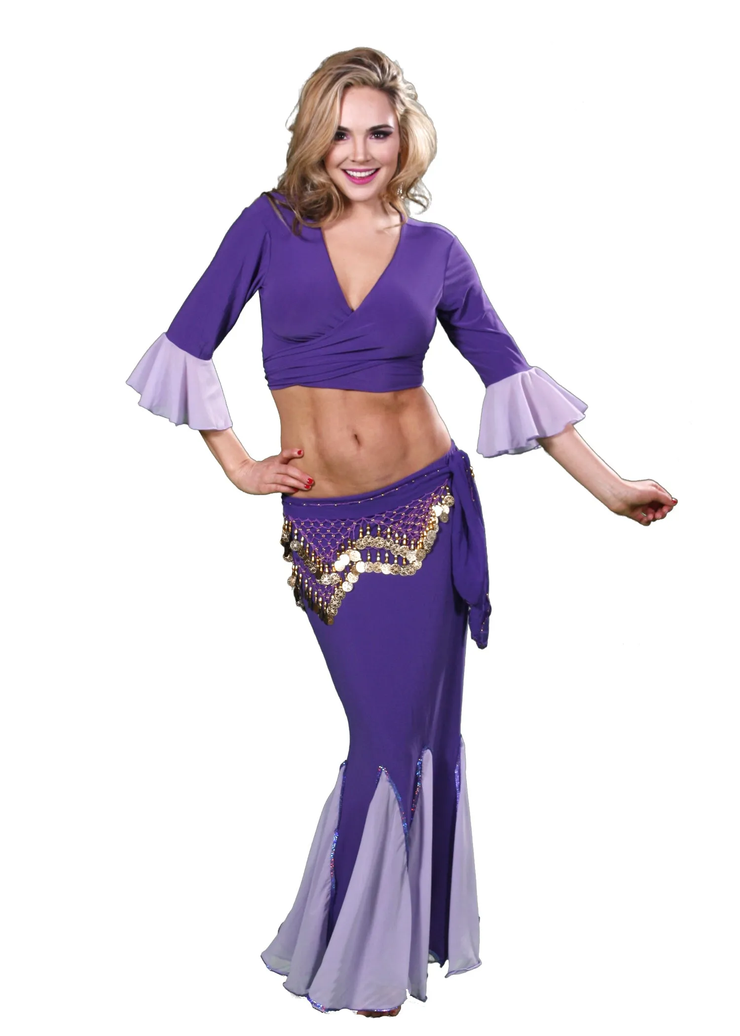 Belly Dance Skirt, Top, & Hip Scarf Costume Set | ESMA TOURE