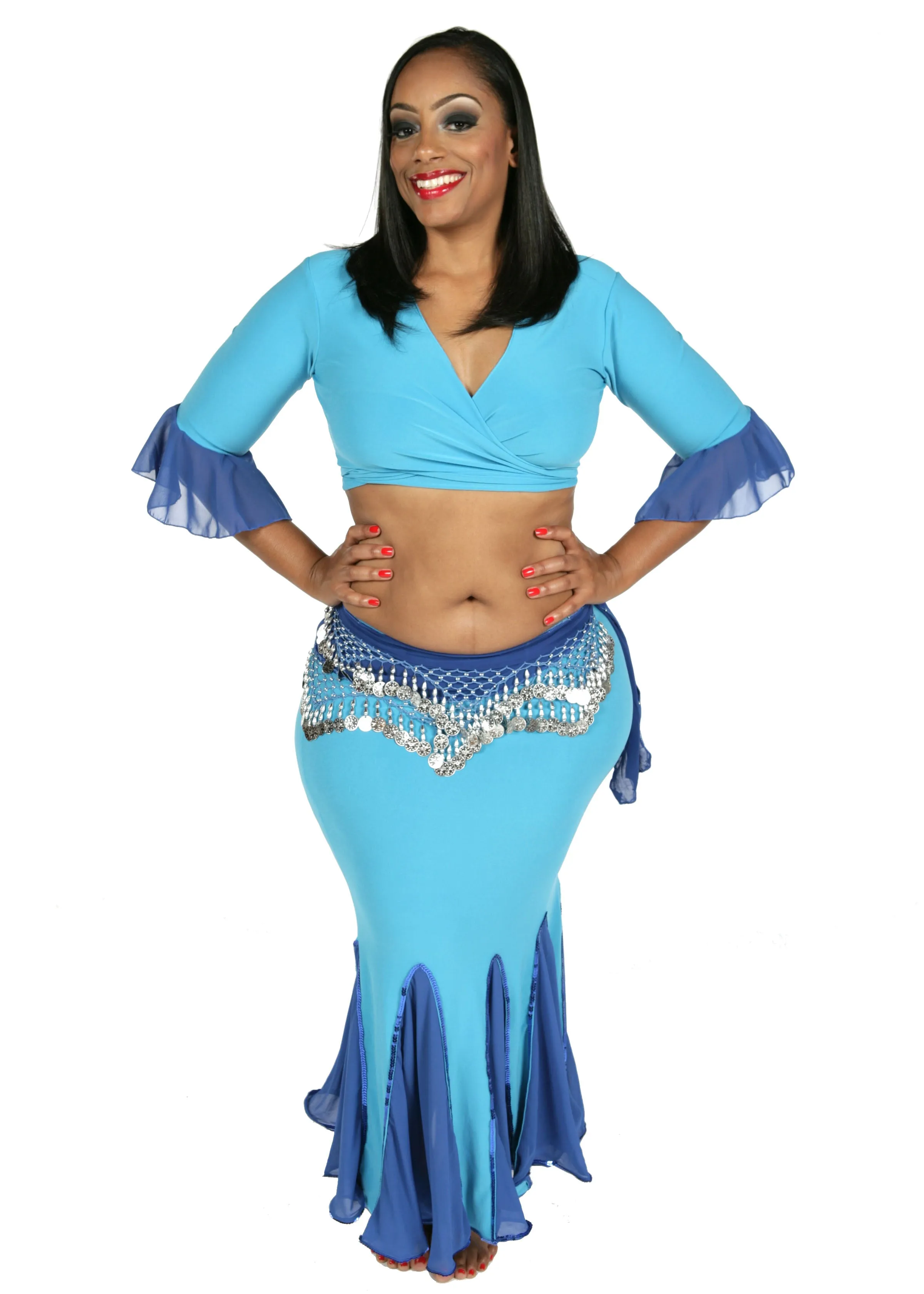 Belly Dance Skirt, Top, & Hip Scarf Costume Set | ESMA TOURE