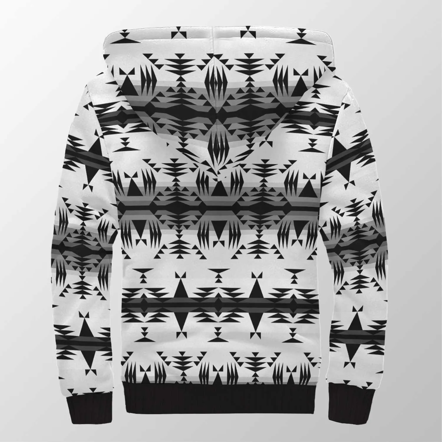 Between the Mountains White and Black Sherpa Hoodie