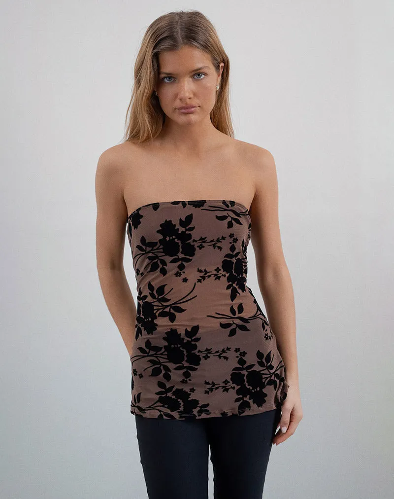 Bilancia Bandeau Top in Flock Brown