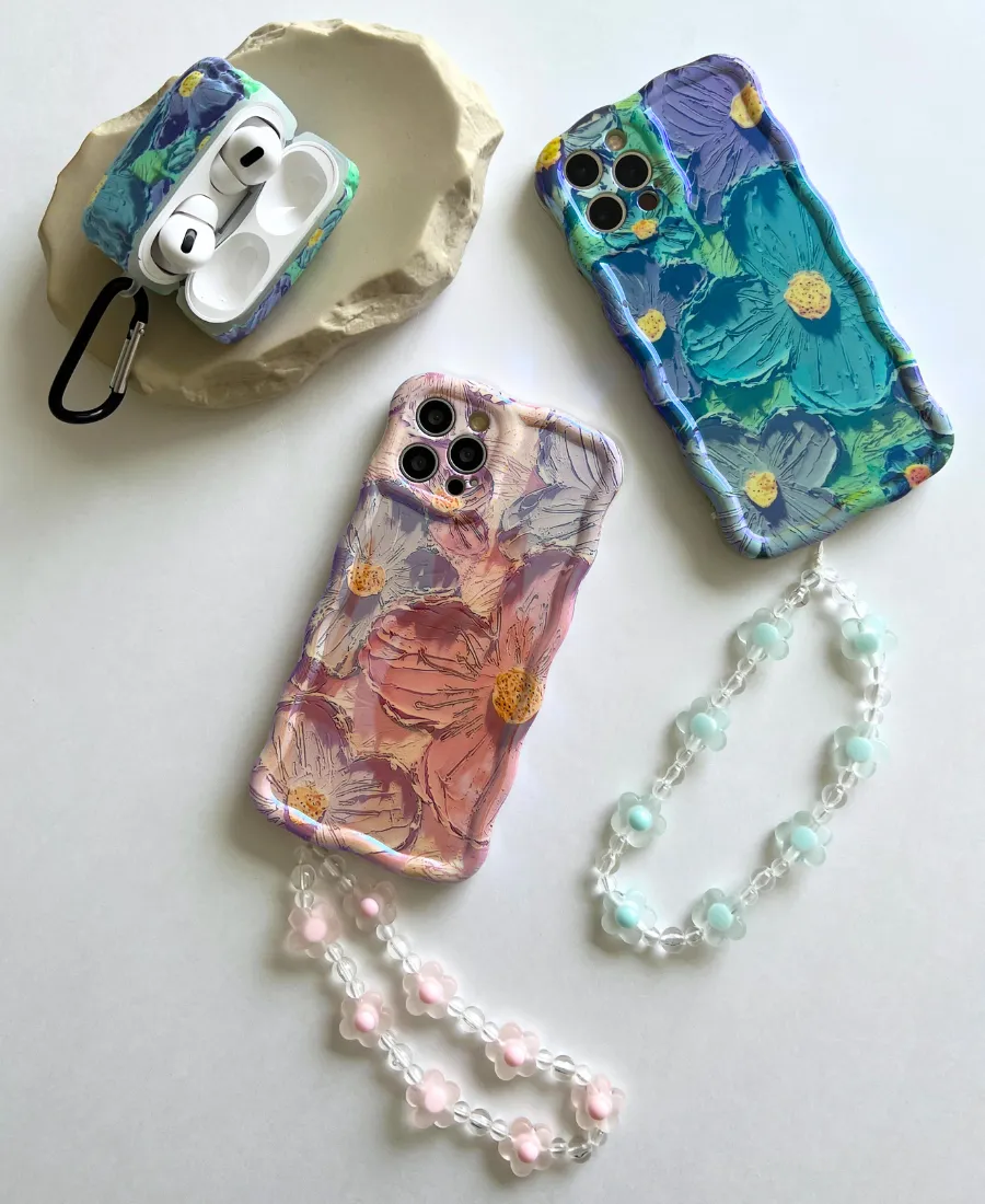 Blue Floral Wavy Phone Case