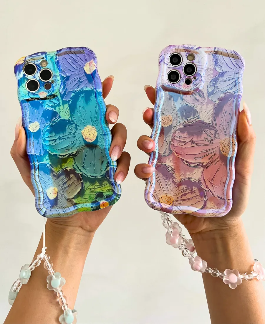 Blue Floral Wavy Phone Case