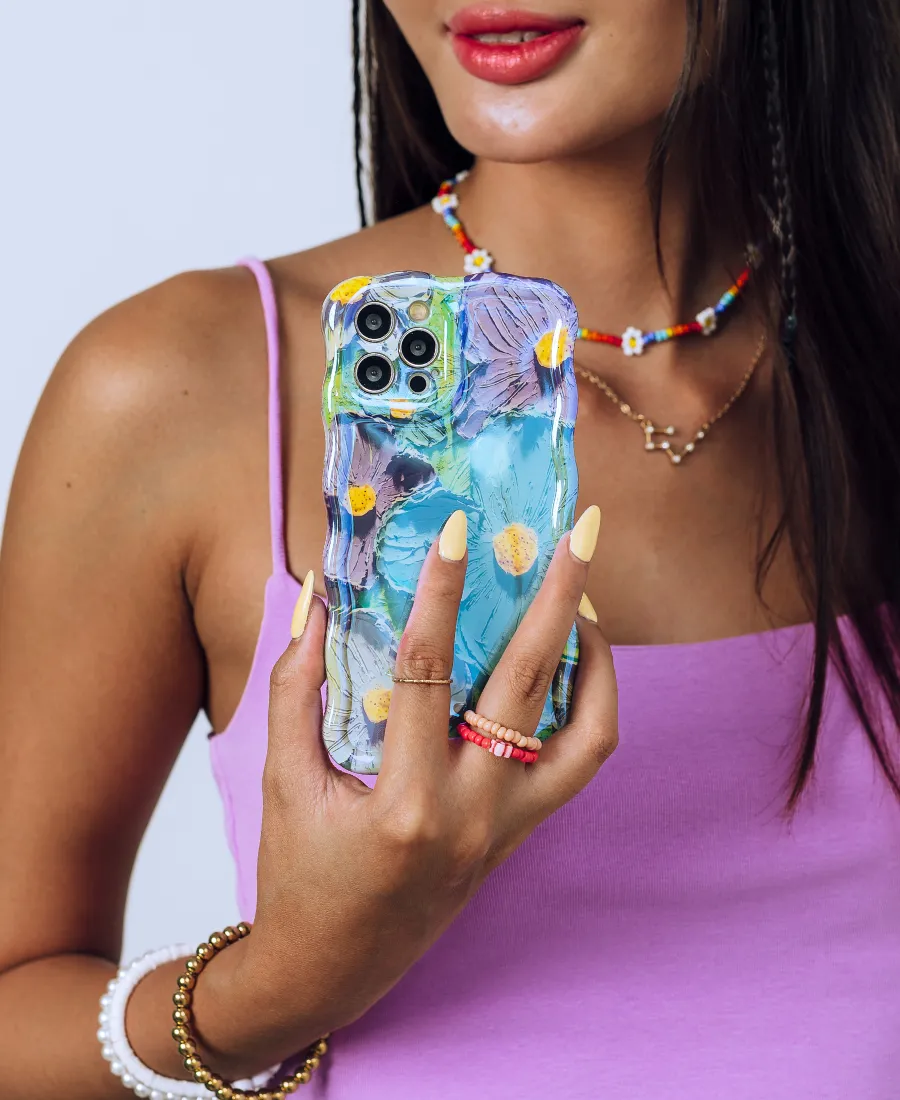 Blue Floral Wavy Phone Case