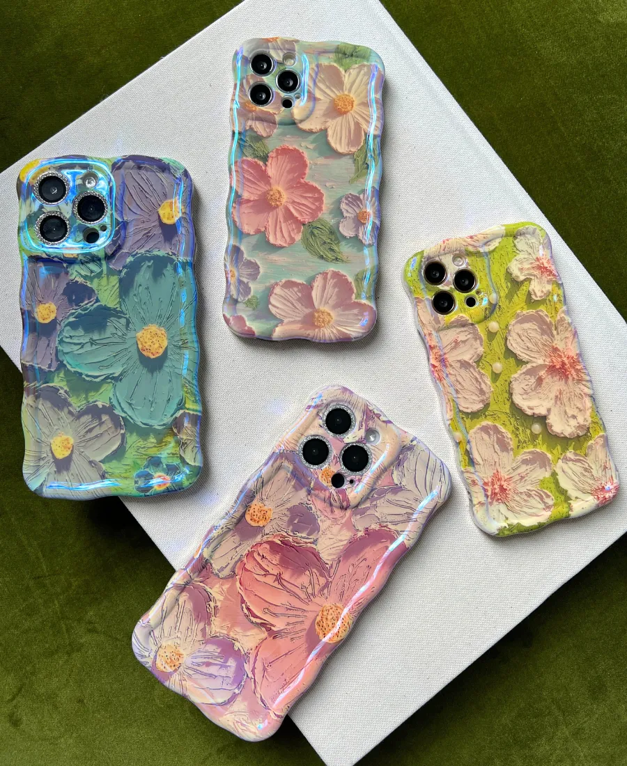 Blue Floral Wavy Phone Case