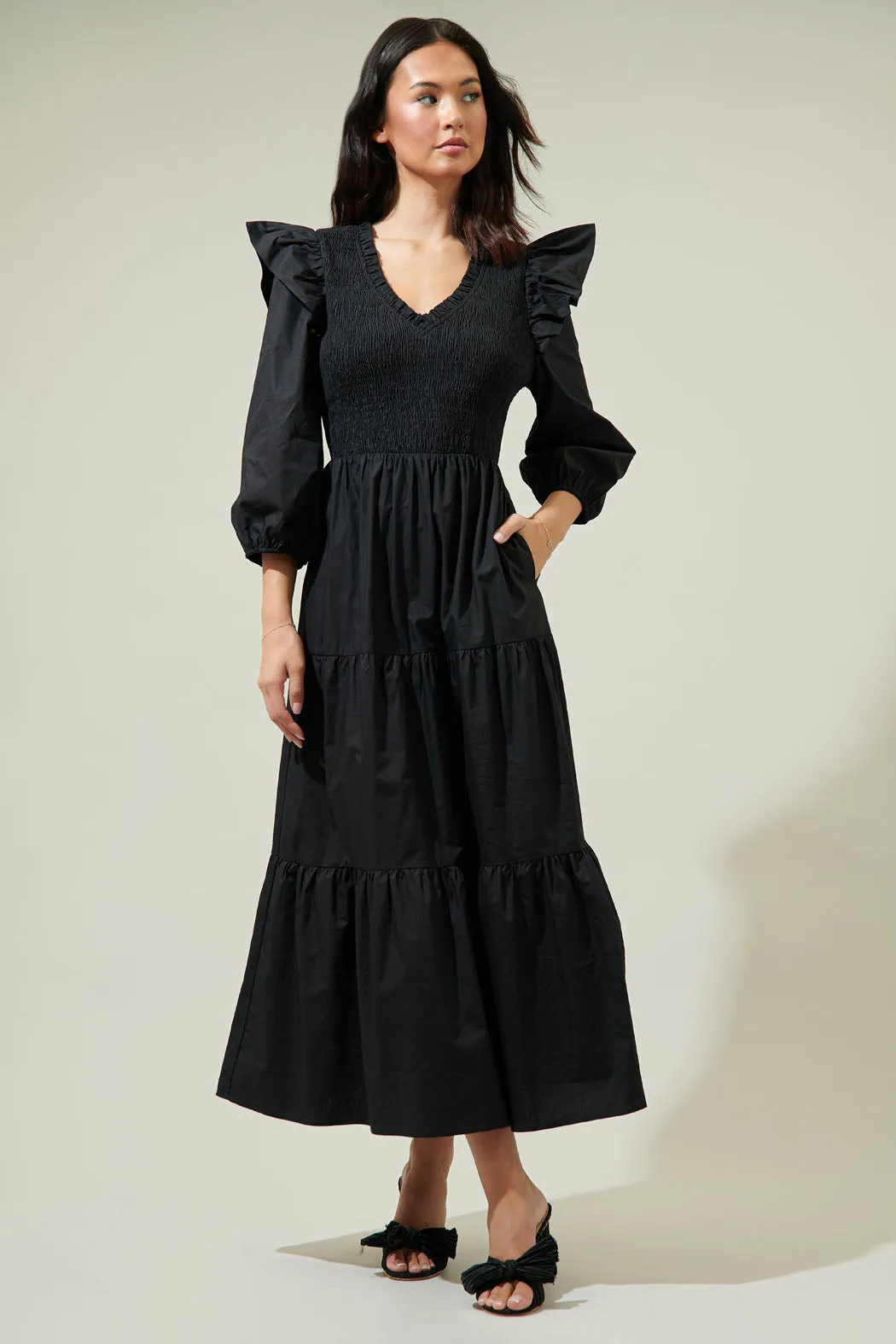 Brighton Smocked Poplin Maxi Dress