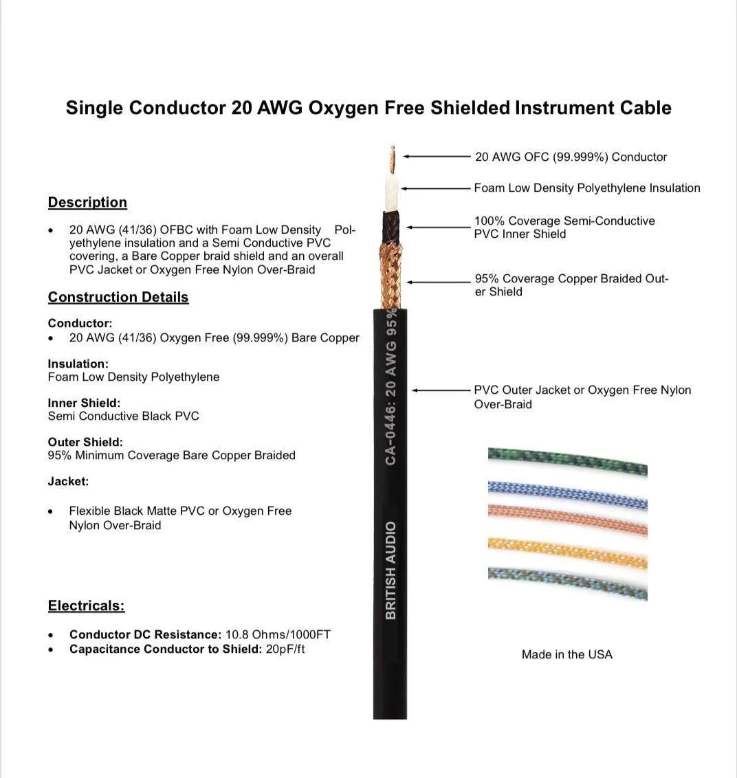 British Audio Pro Performance Silent Instrument Cable - Straight Silent to Straight (Trace Elliot Neon Green & Black Braid)