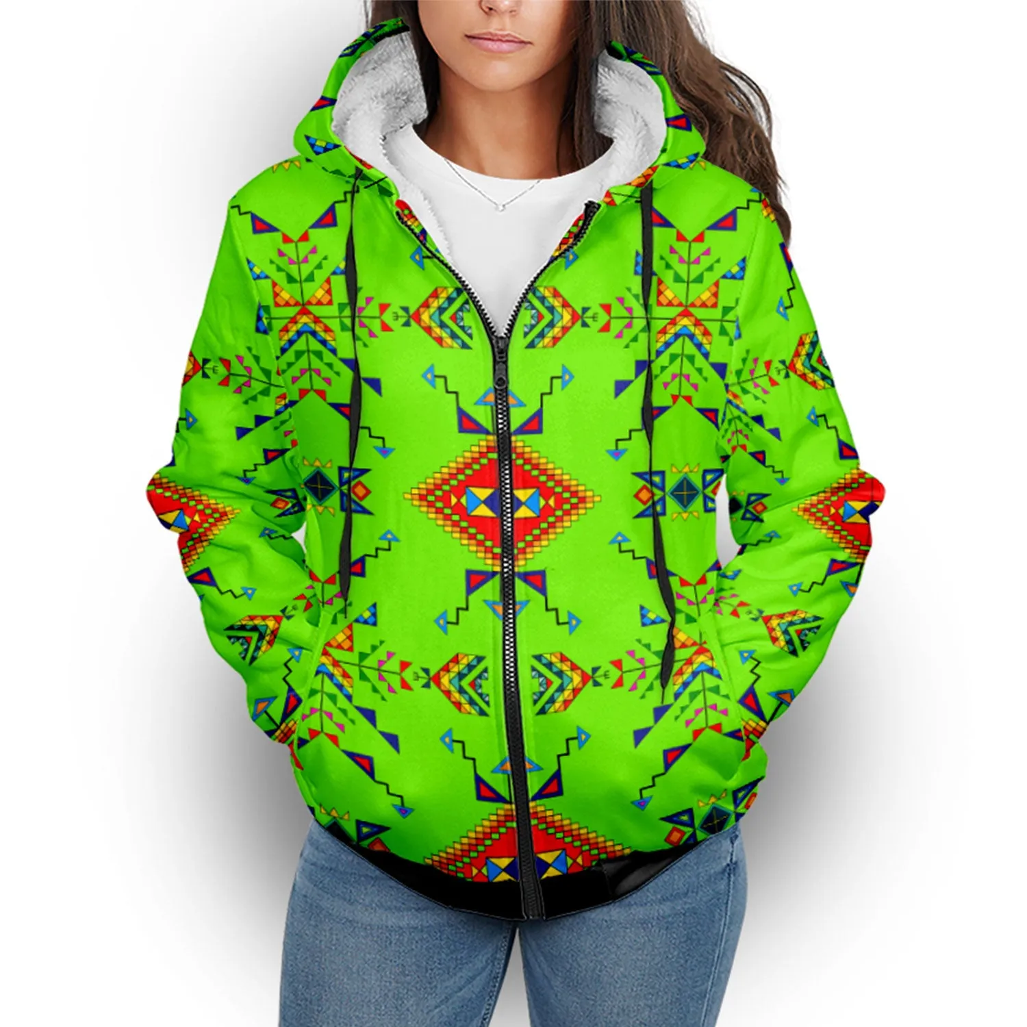 Buffalo Jump Neon Green Sherpa Hoodie