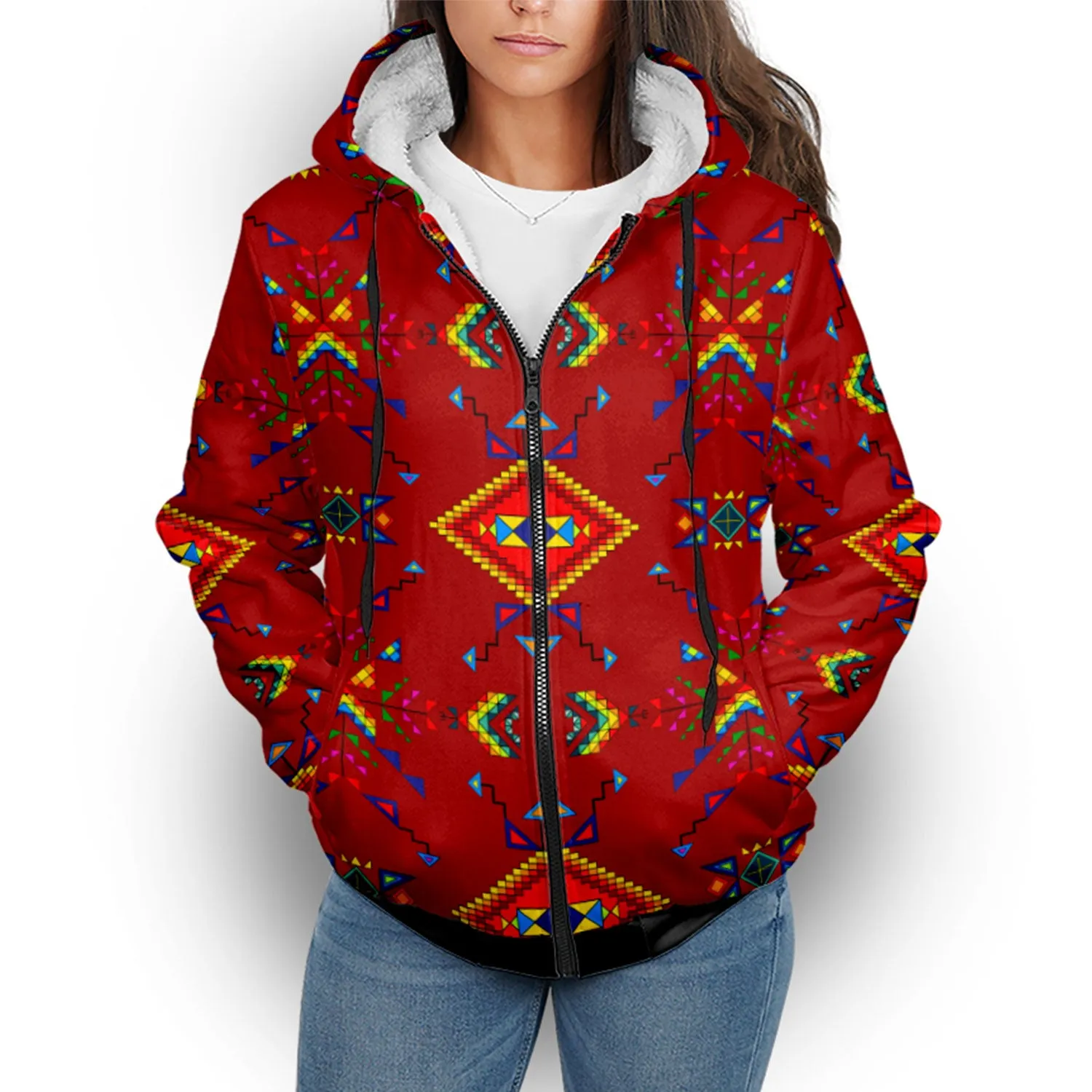 Buffalo Jump Red Sherpa Hoodie