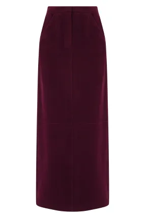 BURGUNDY CACHET SLIT DETAILED MIDI SKIRT