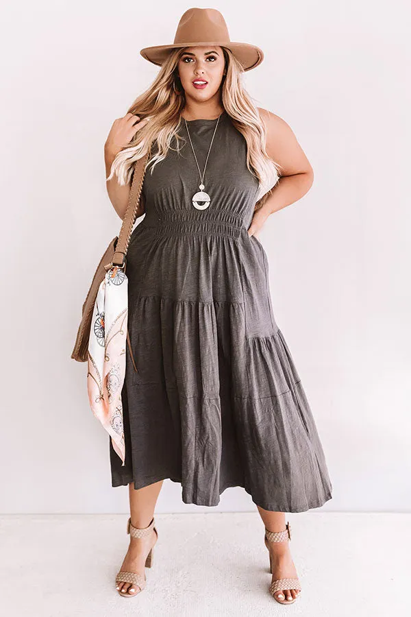 By The Beachside Midi In Charcoal Curves