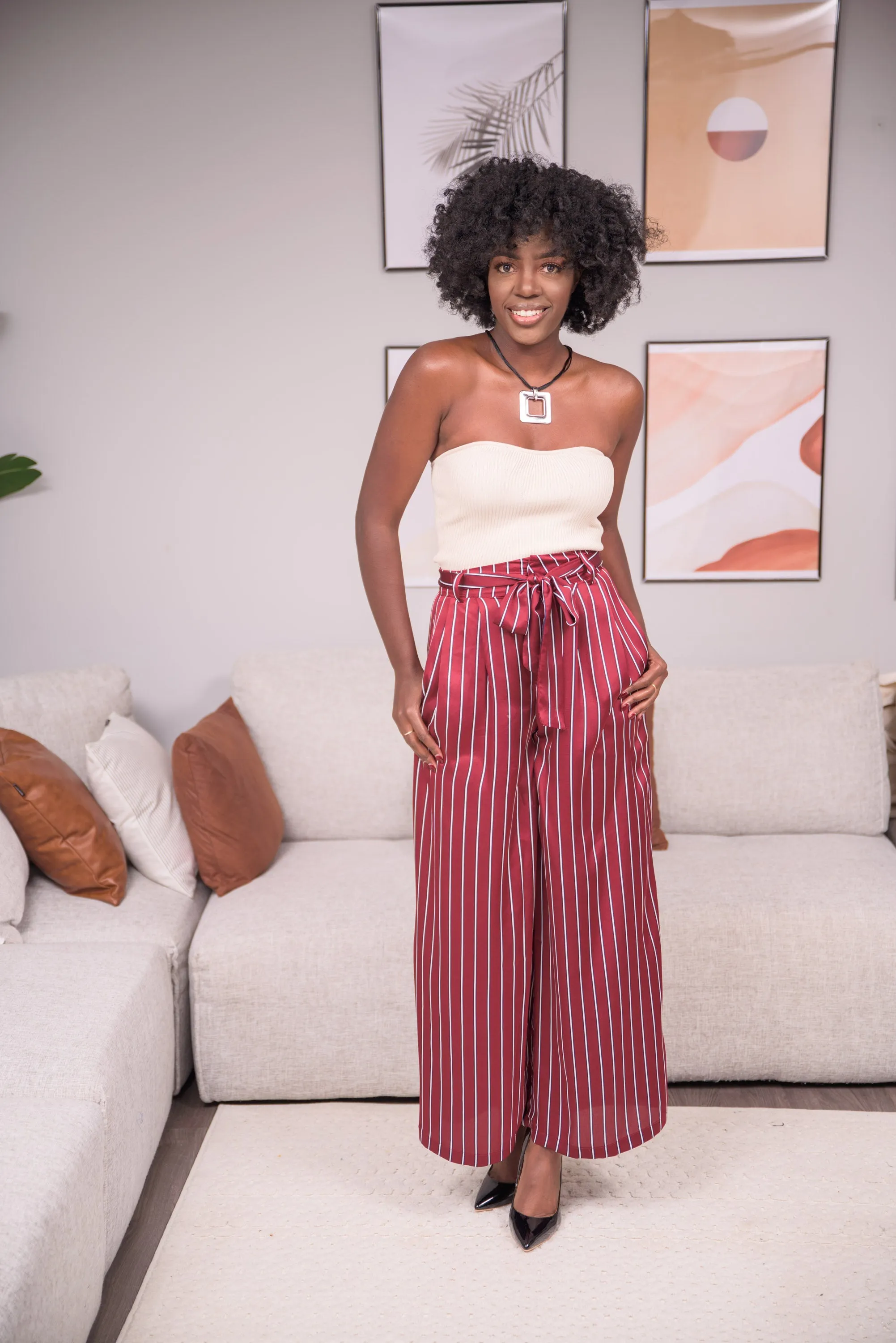 Cabernet Satin Wide Leg Pants