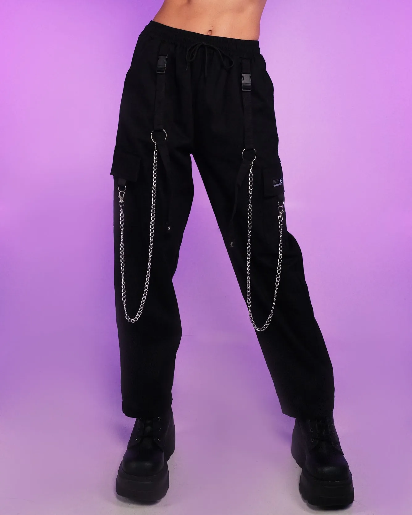 Chained To Reality Black Cargo Unisex Pants