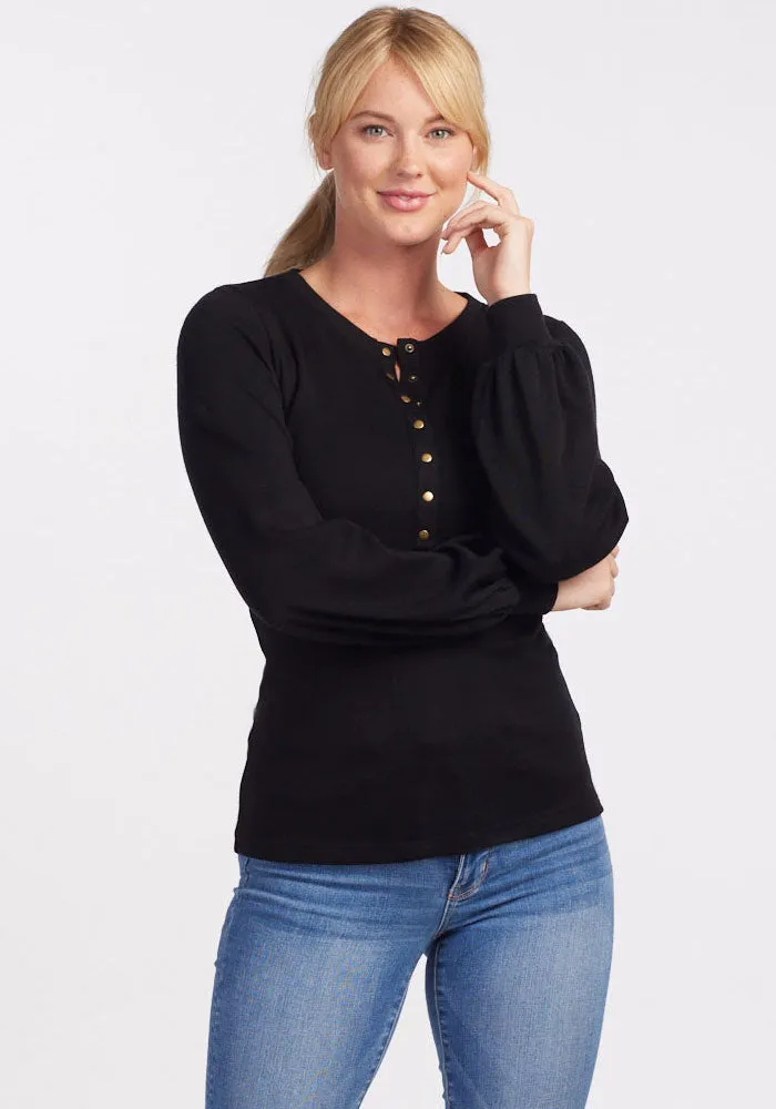 Charlotte Puff Sleeve Top - Black