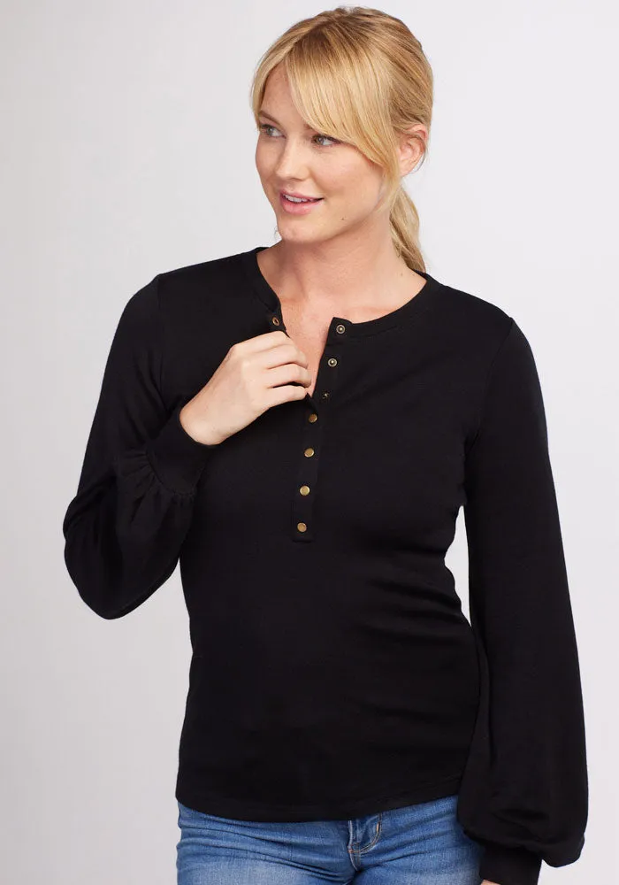 Charlotte Puff Sleeve Top - Black