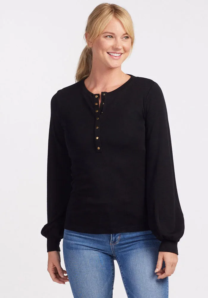 Charlotte Puff Sleeve Top - Black