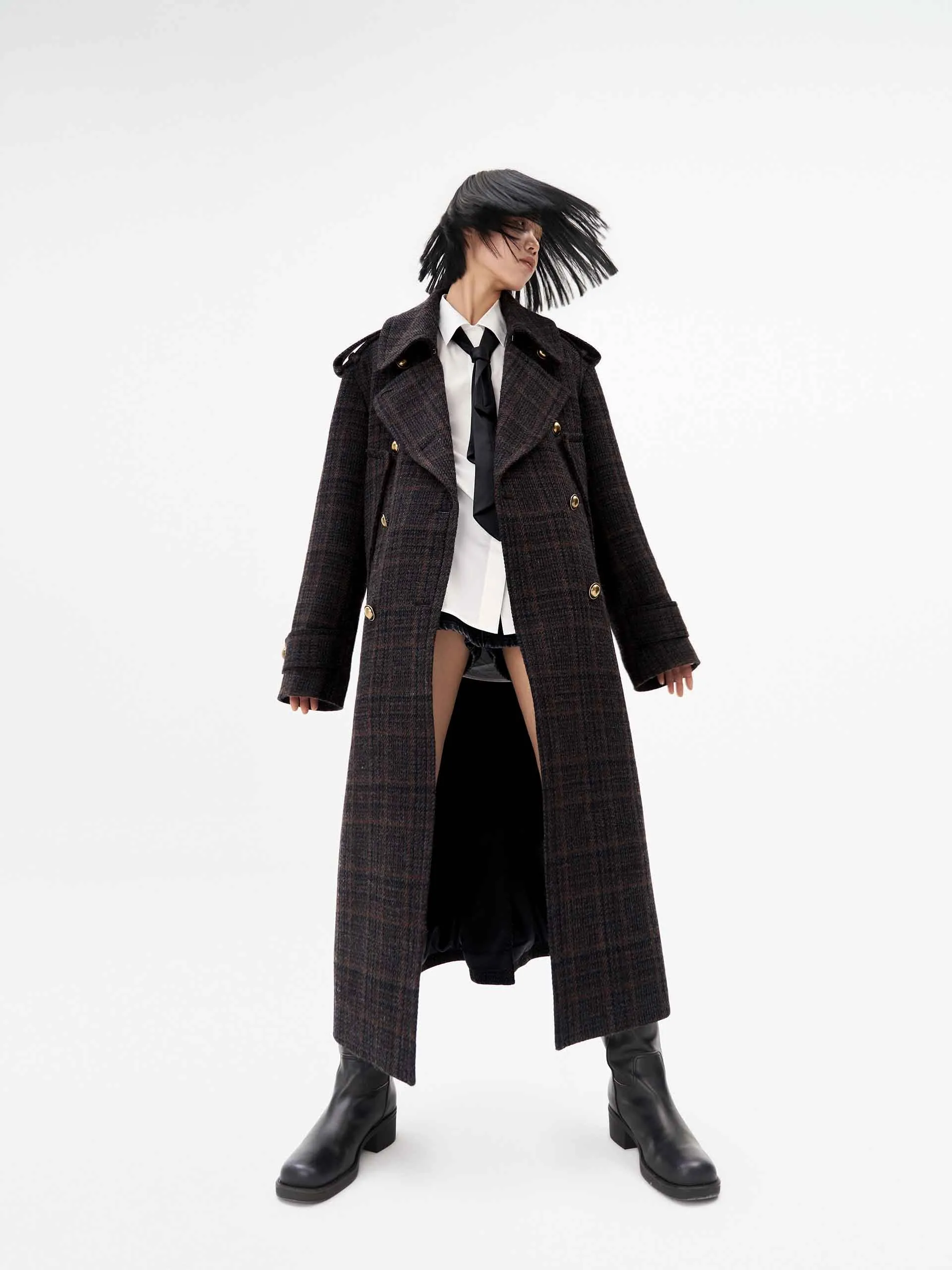 Checked Wool Overcoat