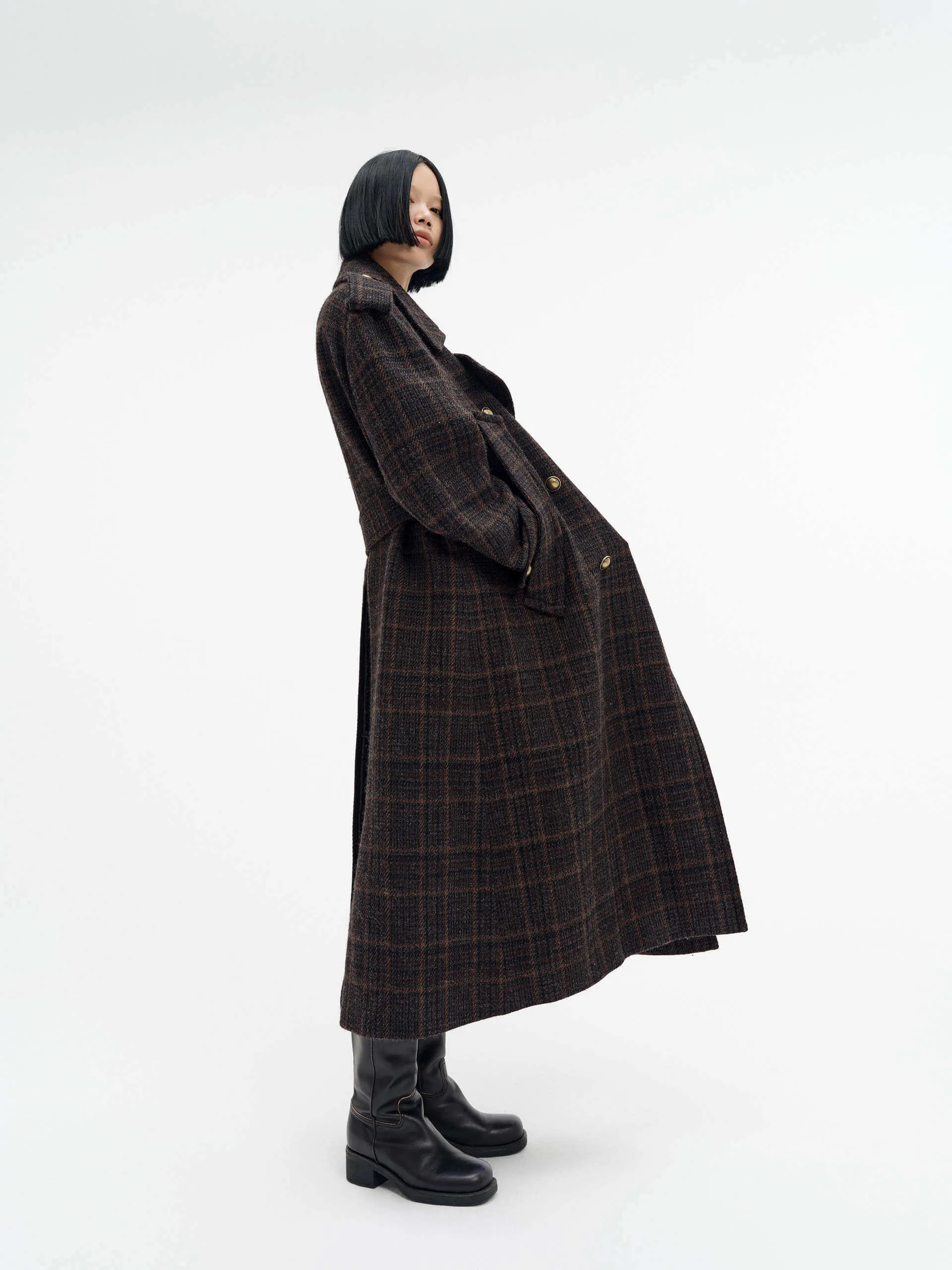 Checked Wool Overcoat