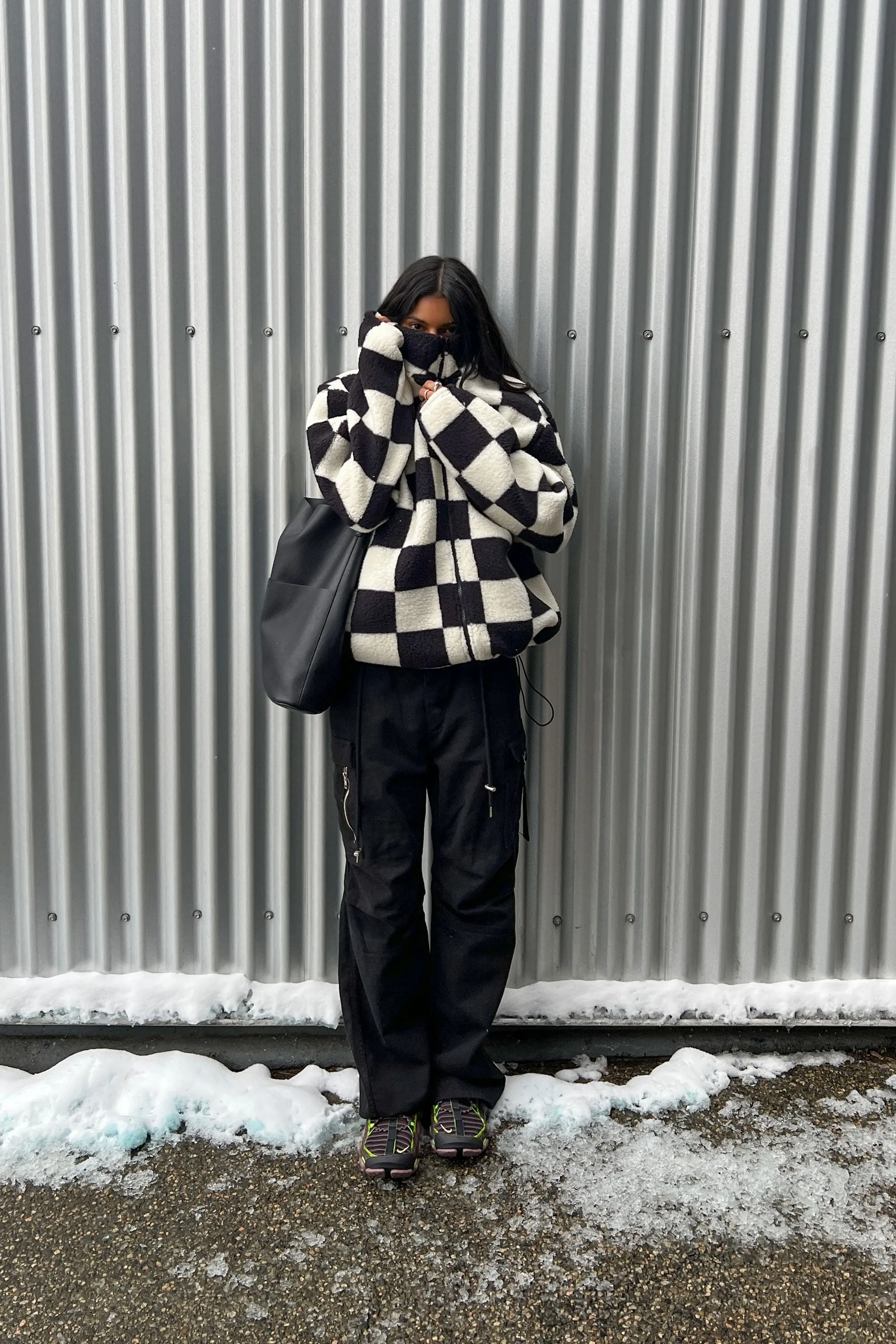 CHECKERED SHERPA ZIP-UP