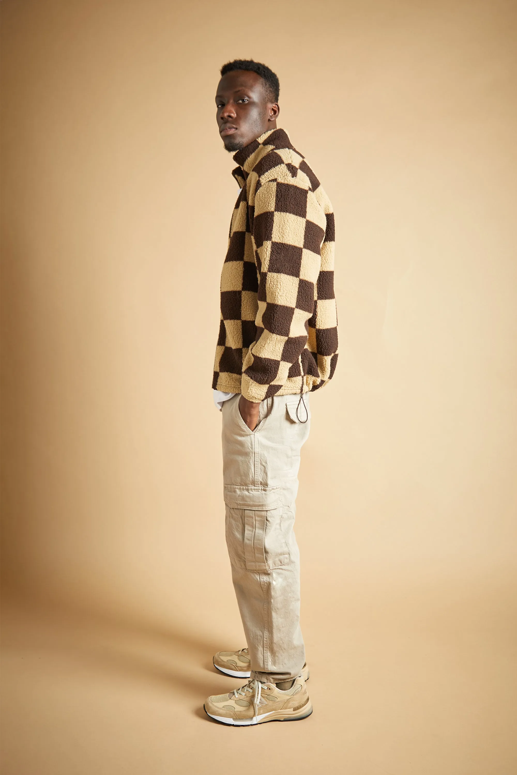 CHECKERED SHERPA ZIP-UP