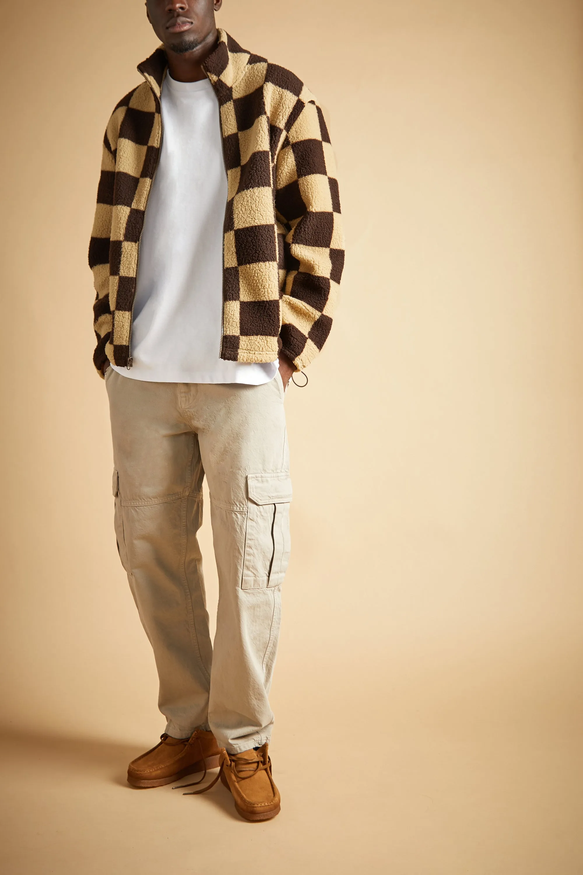 CHECKERED SHERPA ZIP-UP