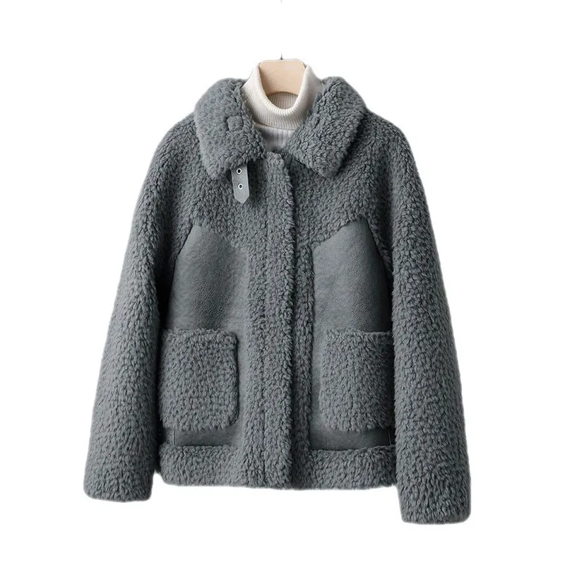 Chenille Coat Stitching Fur Coat Women